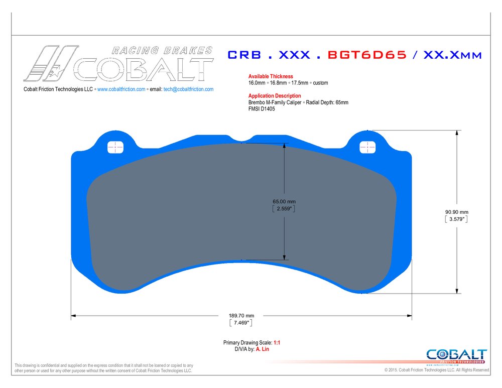 Cobalt XR2 Front pads 1405